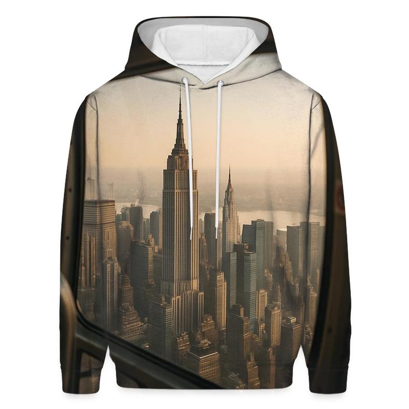 Helicopter Window Reflection Over Midtown designer hoodies