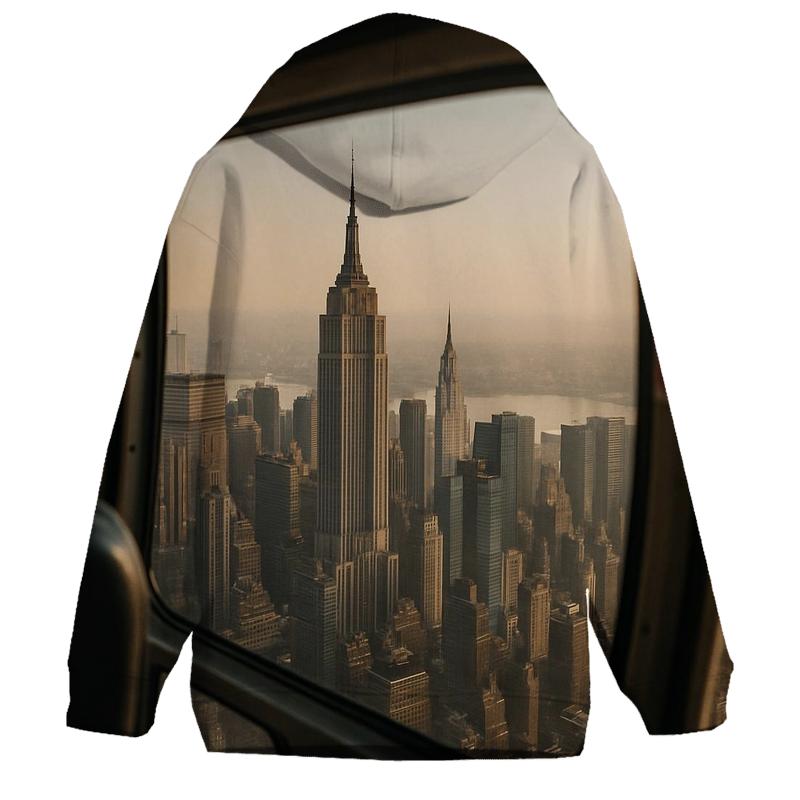 Helicopter Window Reflection Over Midtown designer hoodies