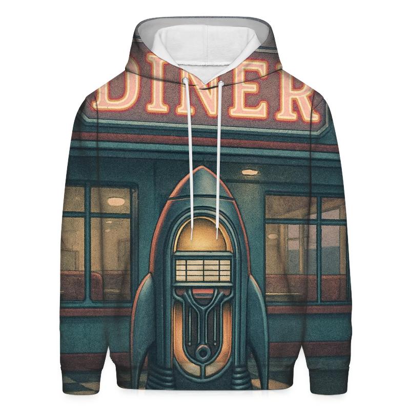 Faded Space Age Diner Neon Poster graphic hoodies