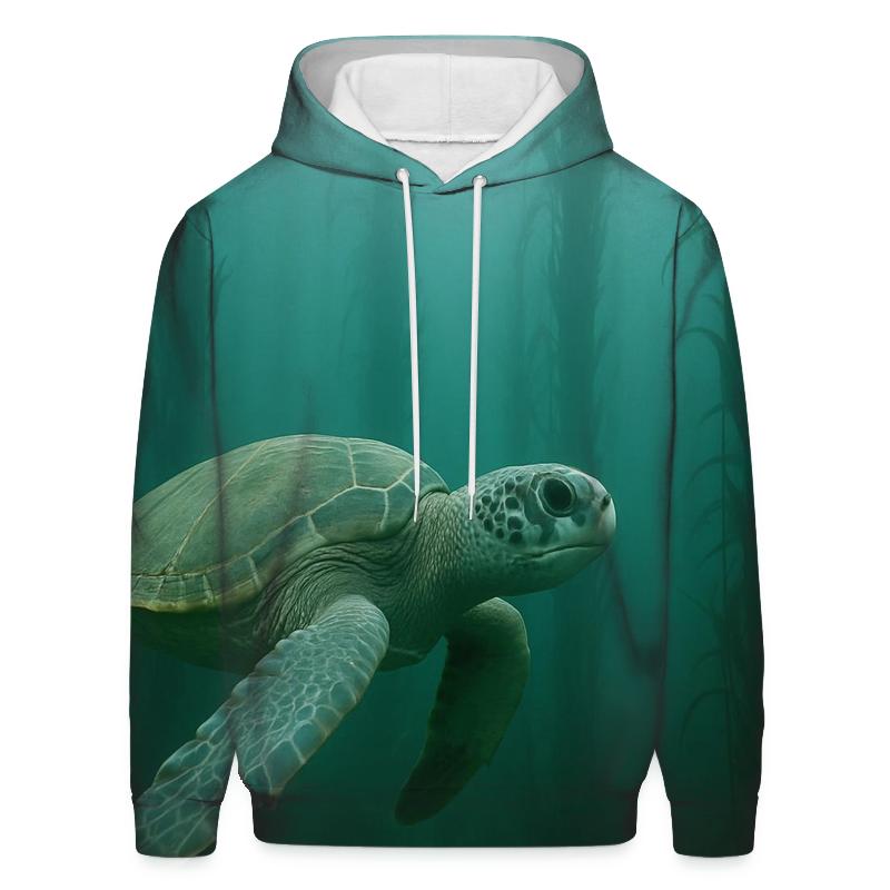Kelp Forest Glide Green Sea Turtle designer hoodies