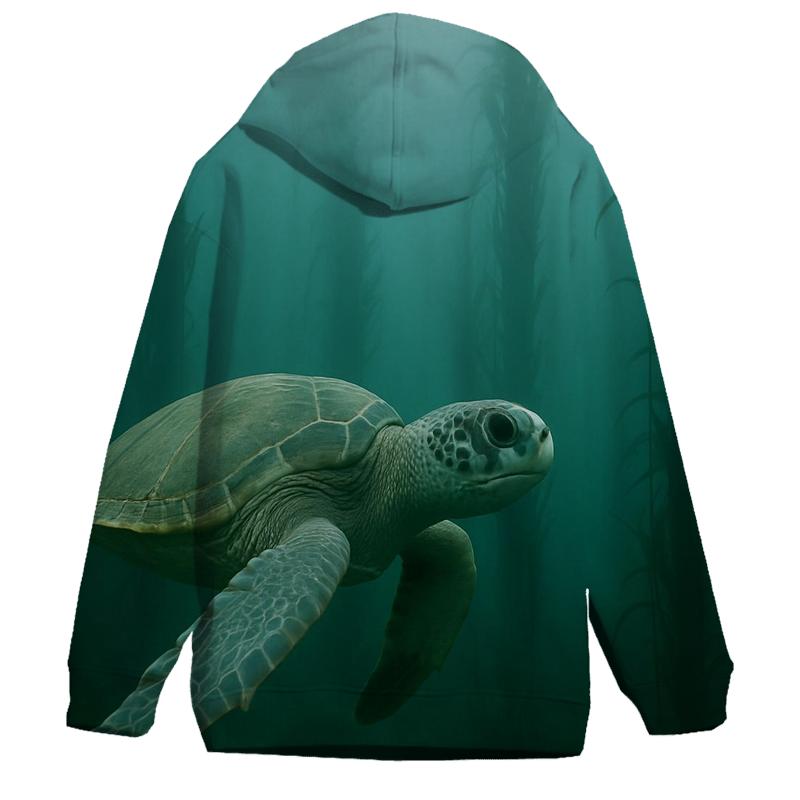Kelp Forest Glide Green Sea Turtle designer hoodies