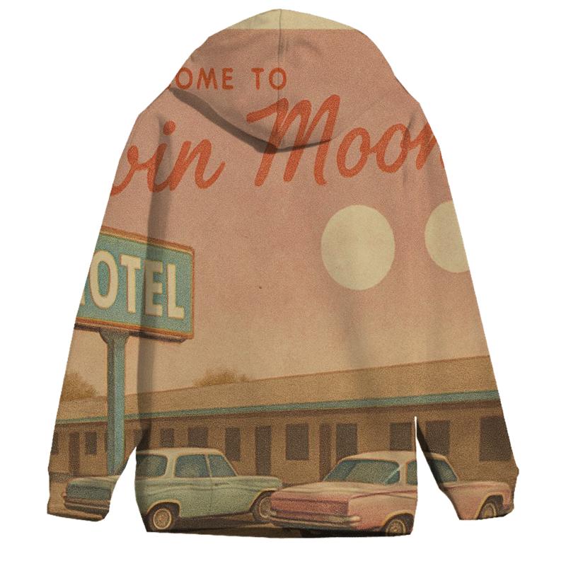 Retro Postcard Motel Under Twin Moons hoodies fashion