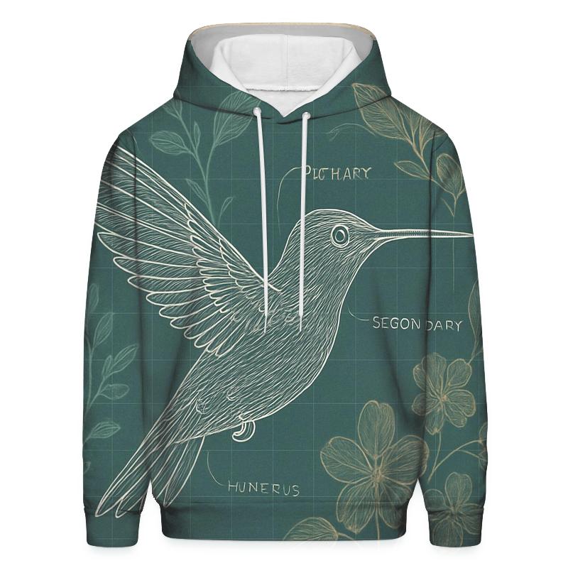 Botanical Blueprint Hummingbird hoodie designs