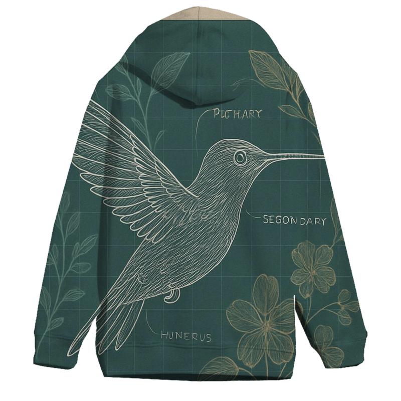 Botanical Blueprint Hummingbird hoodie designs
