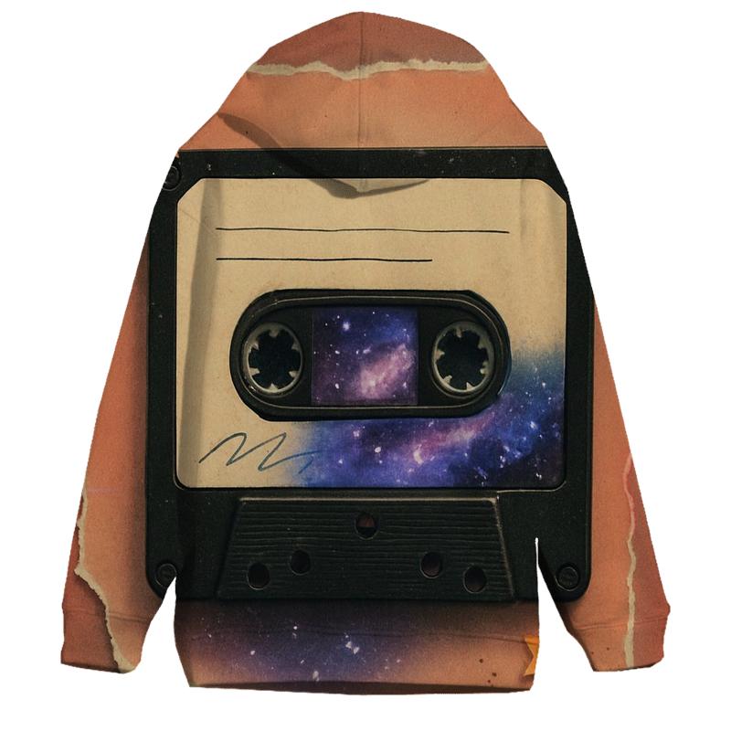 Retro Cassette Galaxy Collage designer hoodies