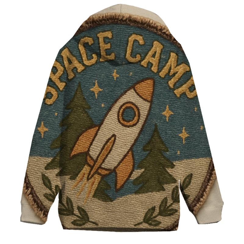 Distressed Space Camp Badge Patch zip-up hoodies