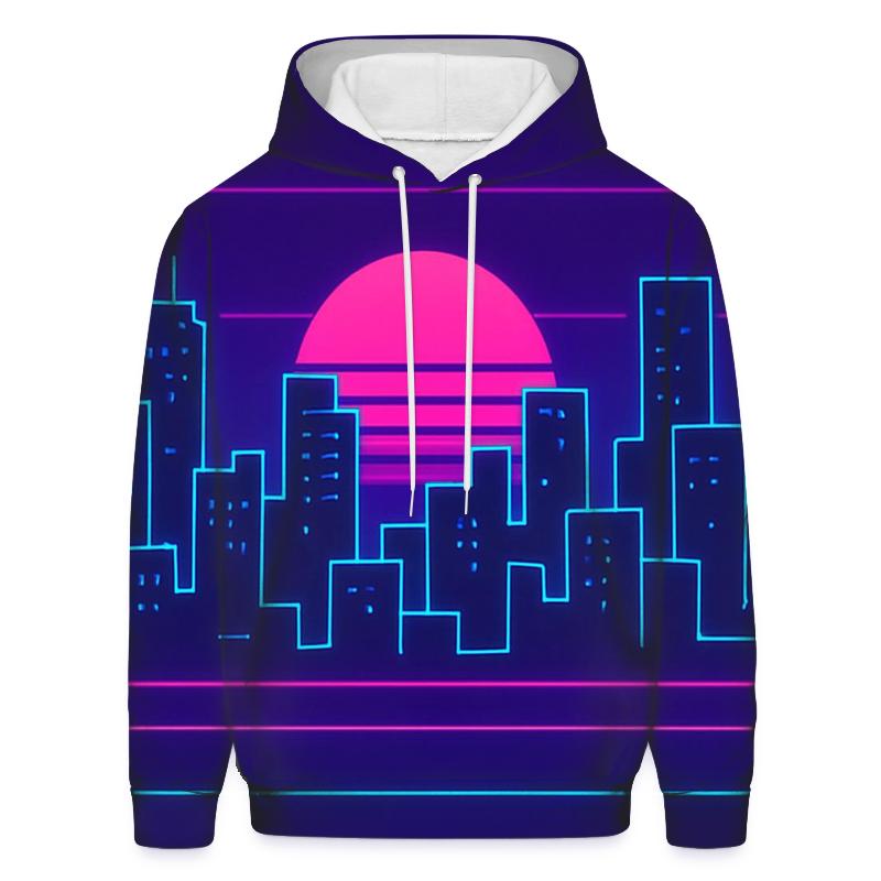 Synth Skyline Outline Repeat custom hoodies