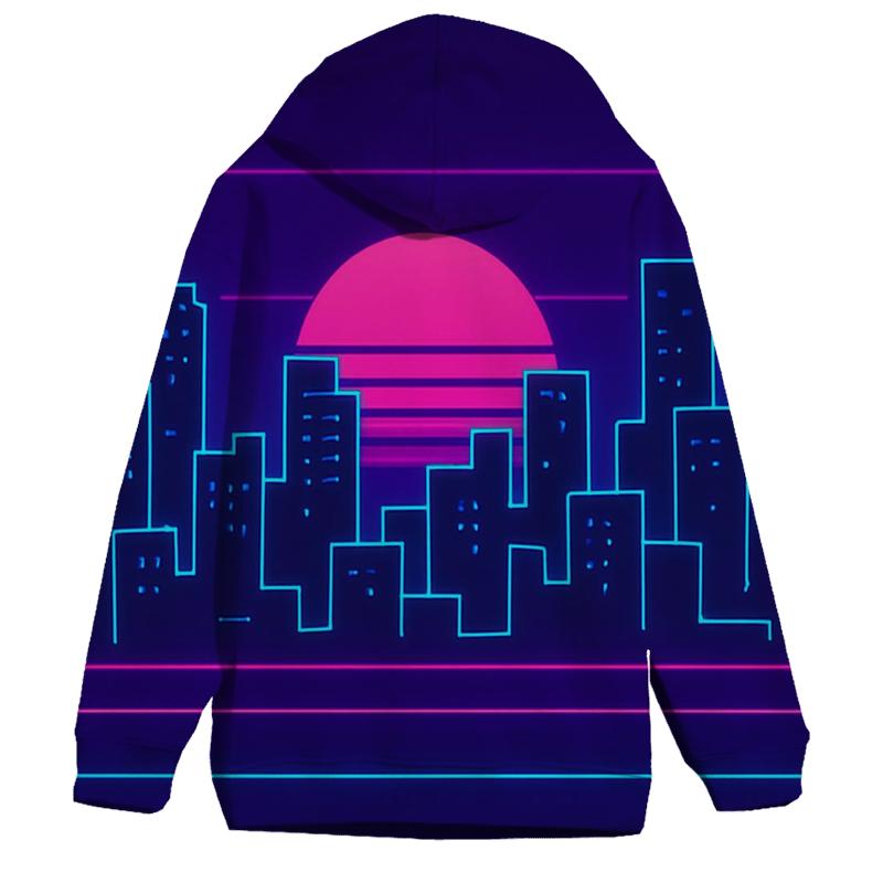 Synth Skyline Outline Repeat custom hoodies