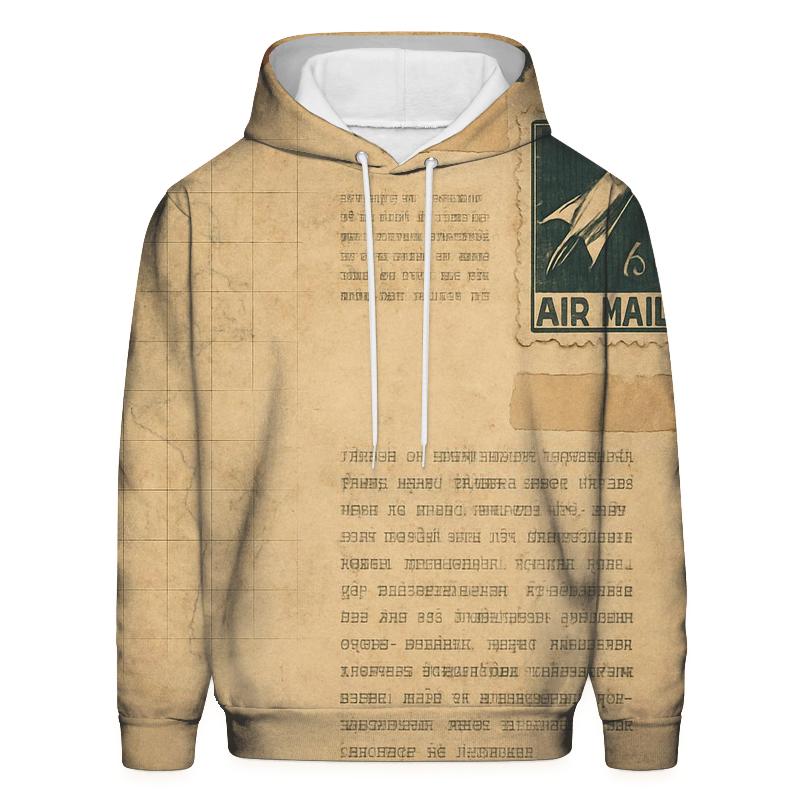 Sepia Air Mail Letter From Mars zip-up hoodies