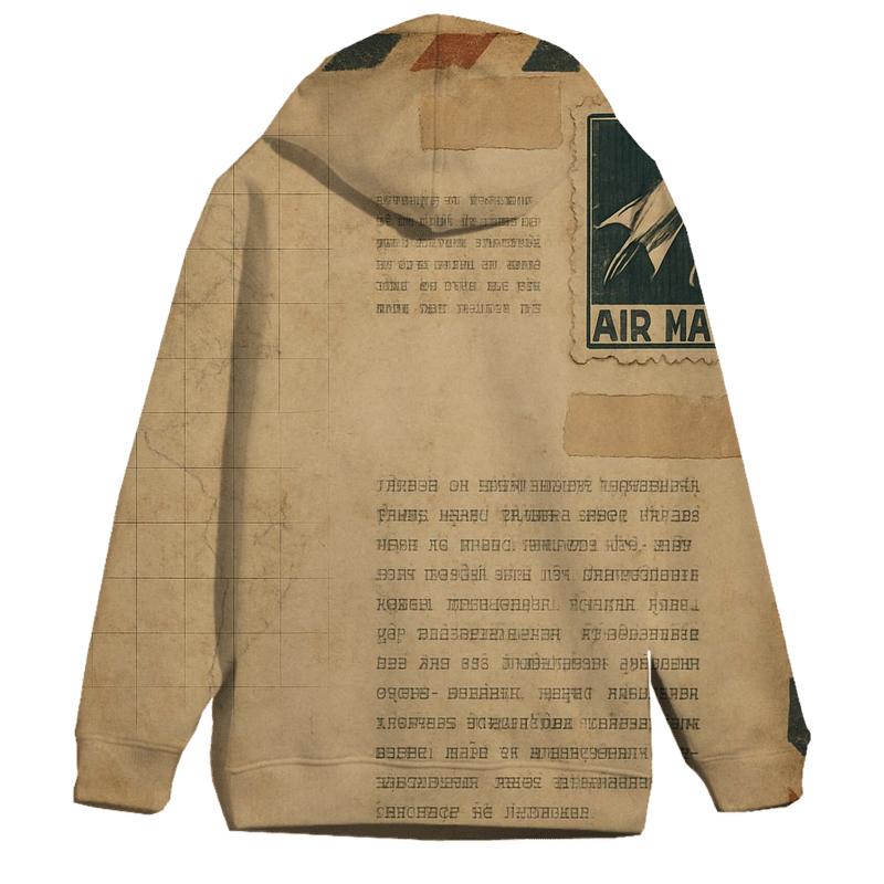 Sepia Air Mail Letter From Mars zip-up hoodies