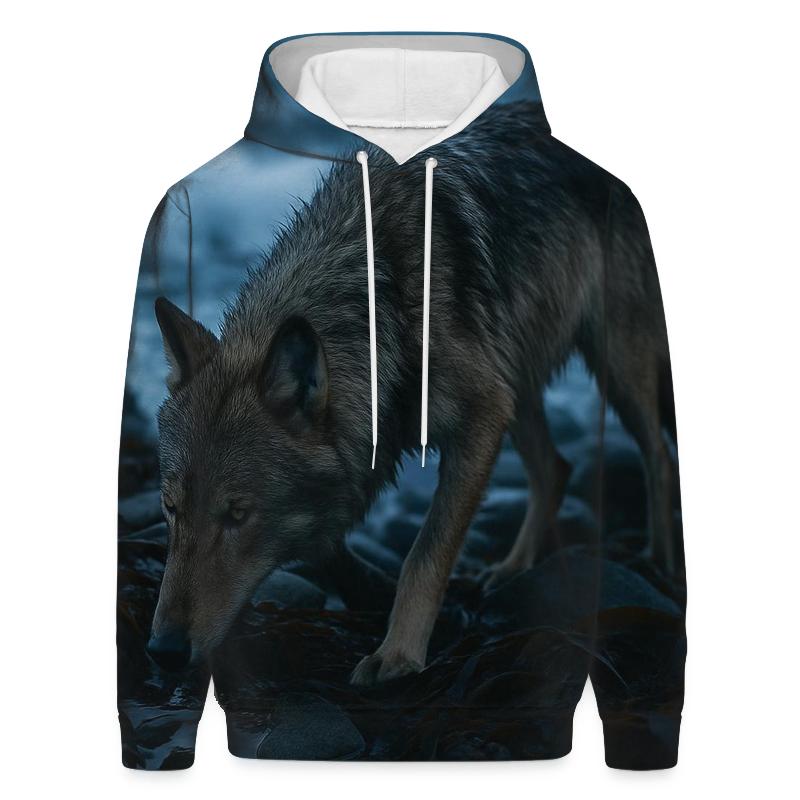 Coastal Wolf In Kelp Wrack At Low Tide designer hoodies