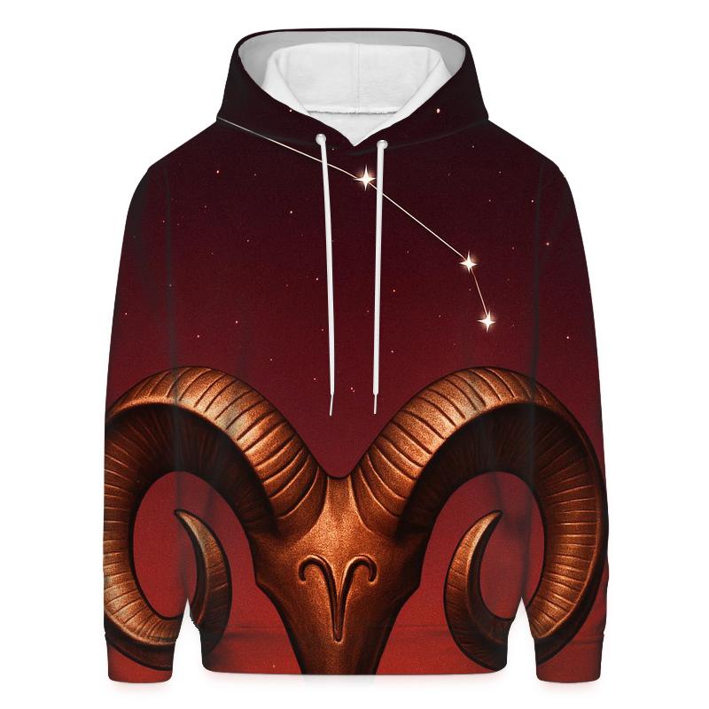 Aries Ram Horns With Martian Red Sky embroidered hoodies