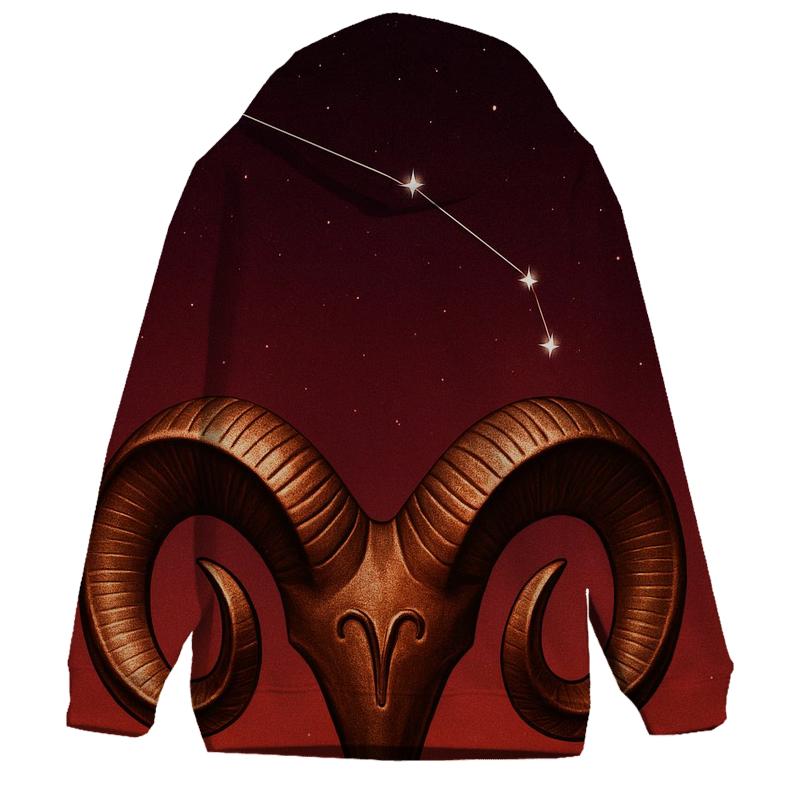 Aries Ram Horns With Martian Red Sky embroidered hoodies