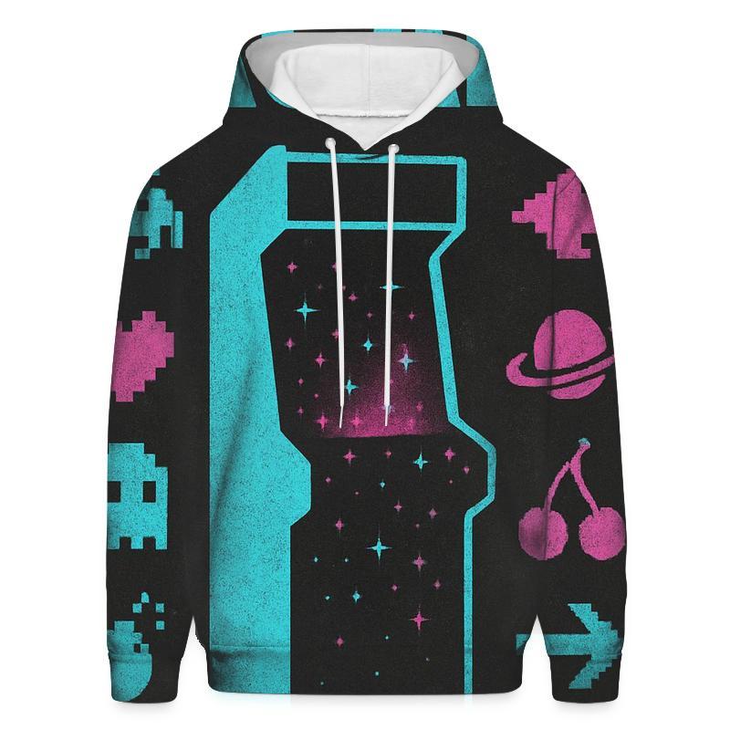 Classic Arcade Cabinet Starfield Flyer printed hoodies