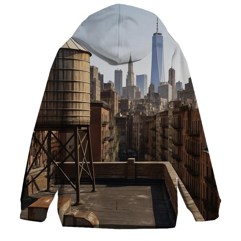 Chinatown Rooftop Water Tower With Downtown Backdrop hoodies fashion