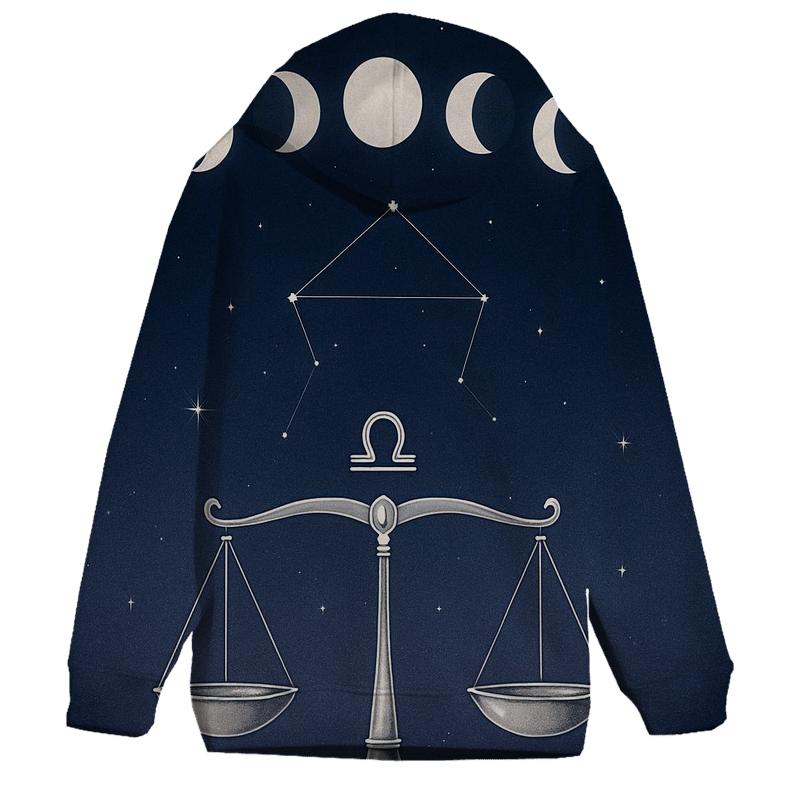 Libra Scales Under Moon Phase Arc hoodies fashion
