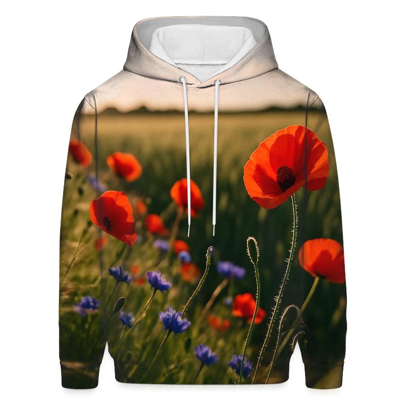 Wild Poppy And Cornflower Margin Of Wheat Field designer hoodies