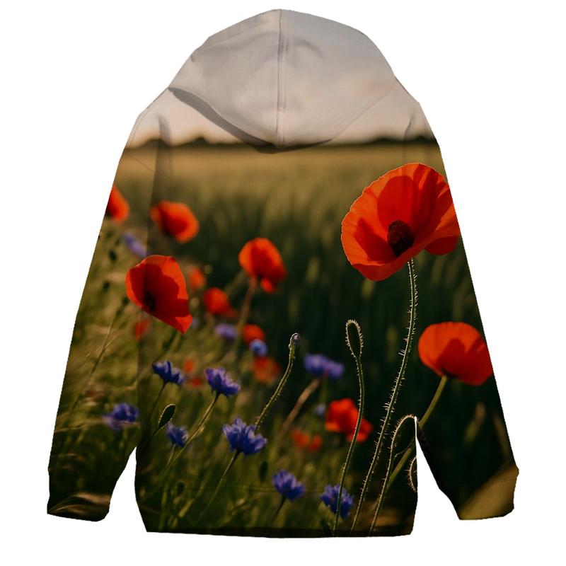 Wild Poppy And Cornflower Margin Of Wheat Field designer hoodies