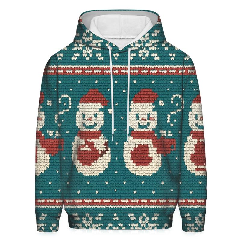 Snowman Cocoa Mug Fair Isle Bands Design heavyweight hoodies