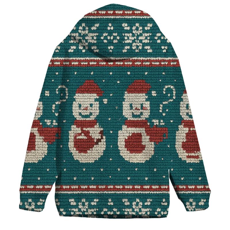 Snowman Cocoa Mug Fair Isle Bands Design heavyweight hoodies