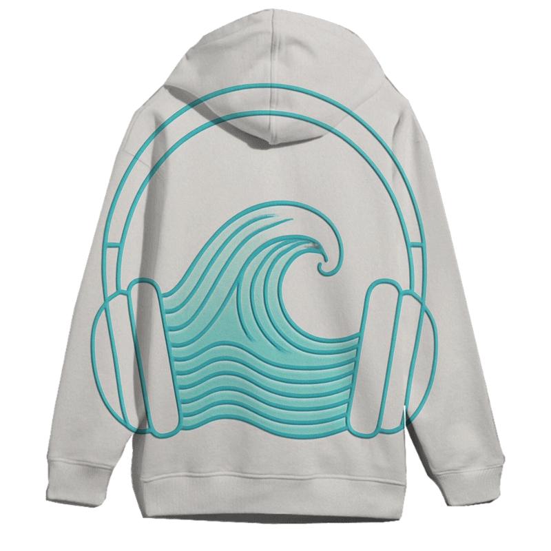 Headphone Ocean Waveform lightweight hoodies