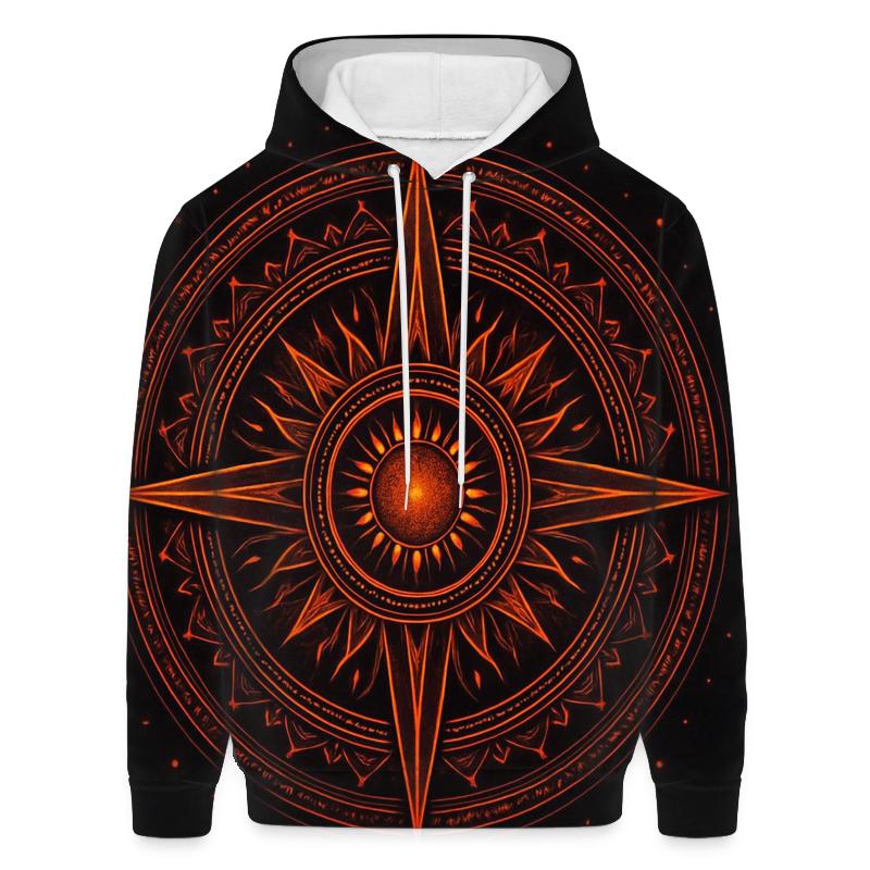 Solar Flare Mandala Compass printed hoodies