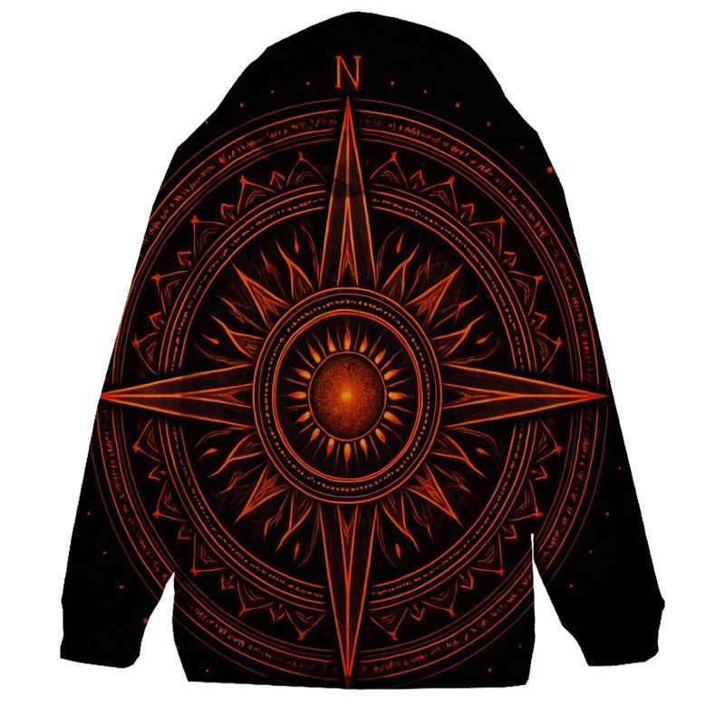 Solar Flare Mandala Compass printed hoodies