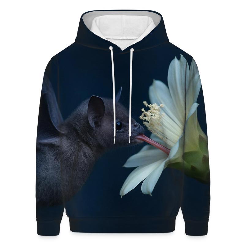Night Bloom Pollination Long Tongued Bat printed hoodies