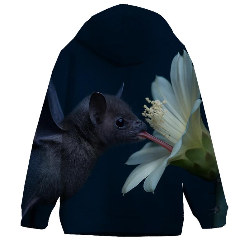 Night Bloom Pollination Long Tongued Bat printed hoodies