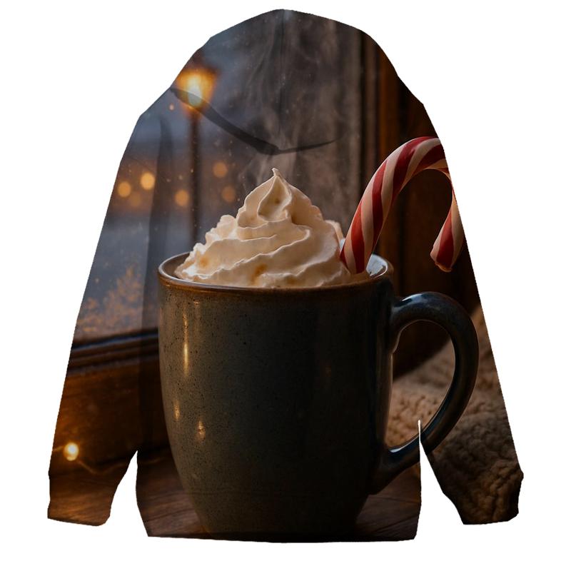 Hot Cocoa On The Frosted Sill Of A Quiet Village embroidered hoodies