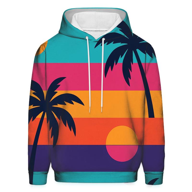 Neon Tropical Postcard Stripes premium hoodies