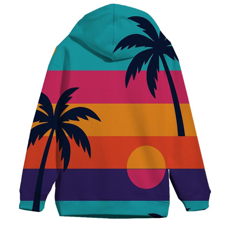 Neon Tropical Postcard Stripes premium hoodies