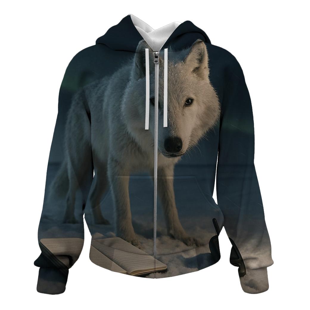 Tundra Wolf Under Aurora Field Notes hoodies fashion