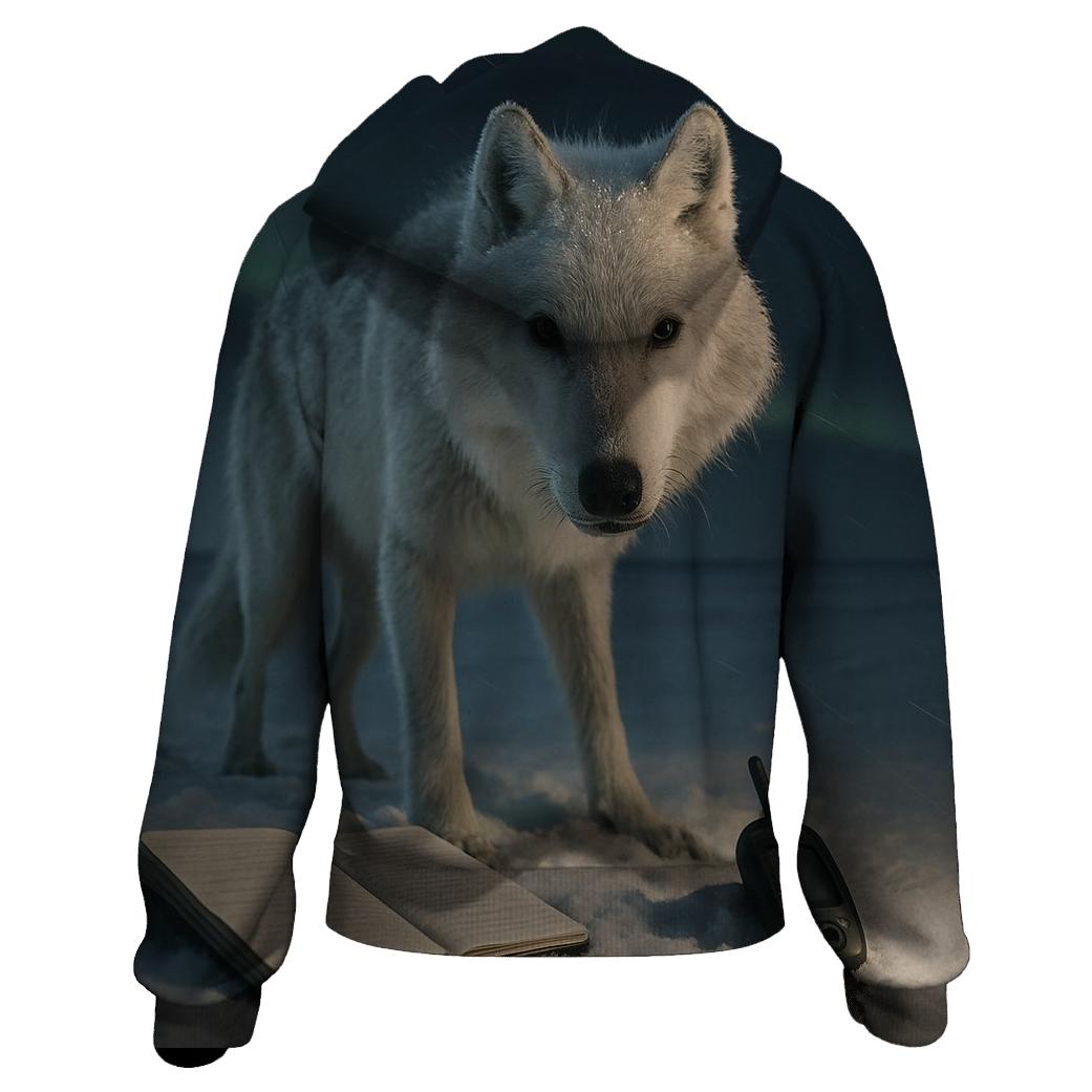 Tundra Wolf Under Aurora Field Notes hoodies fashion