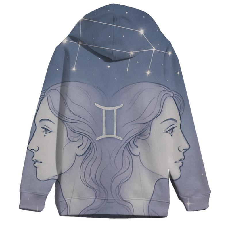 Gemini Twins Mirror Constellation Portrait premium hoodies