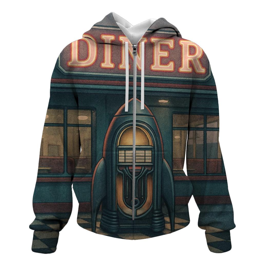 Faded Space Age Diner Neon Poster hoodie designs