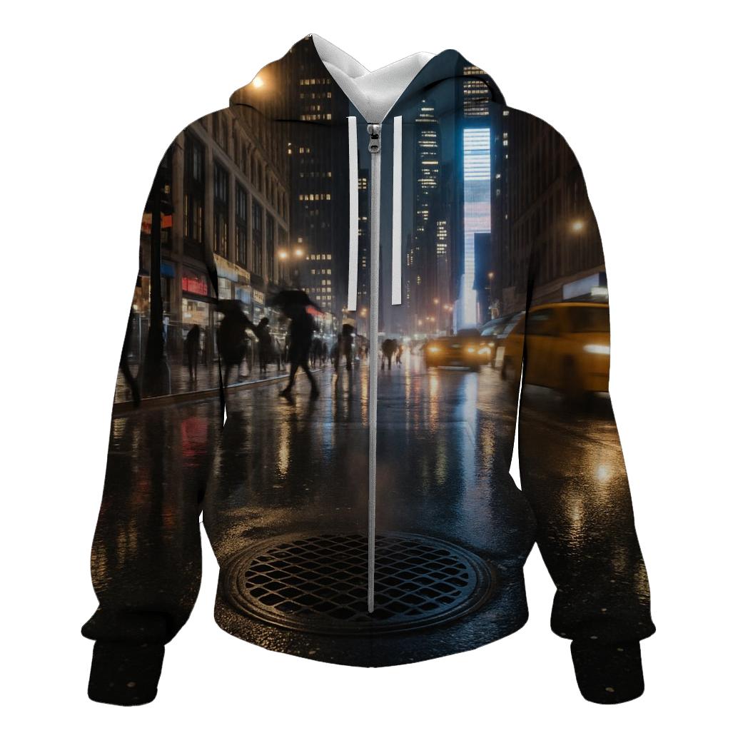 Rain Polished Broadway Looking Toward Times Square Towers pullover hoodies