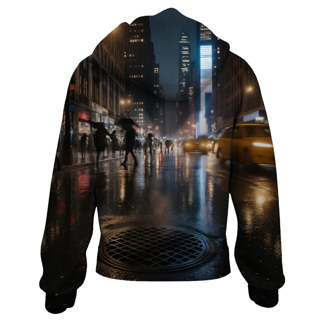 Rain Polished Broadway Looking Toward Times Square Towers pullover hoodies