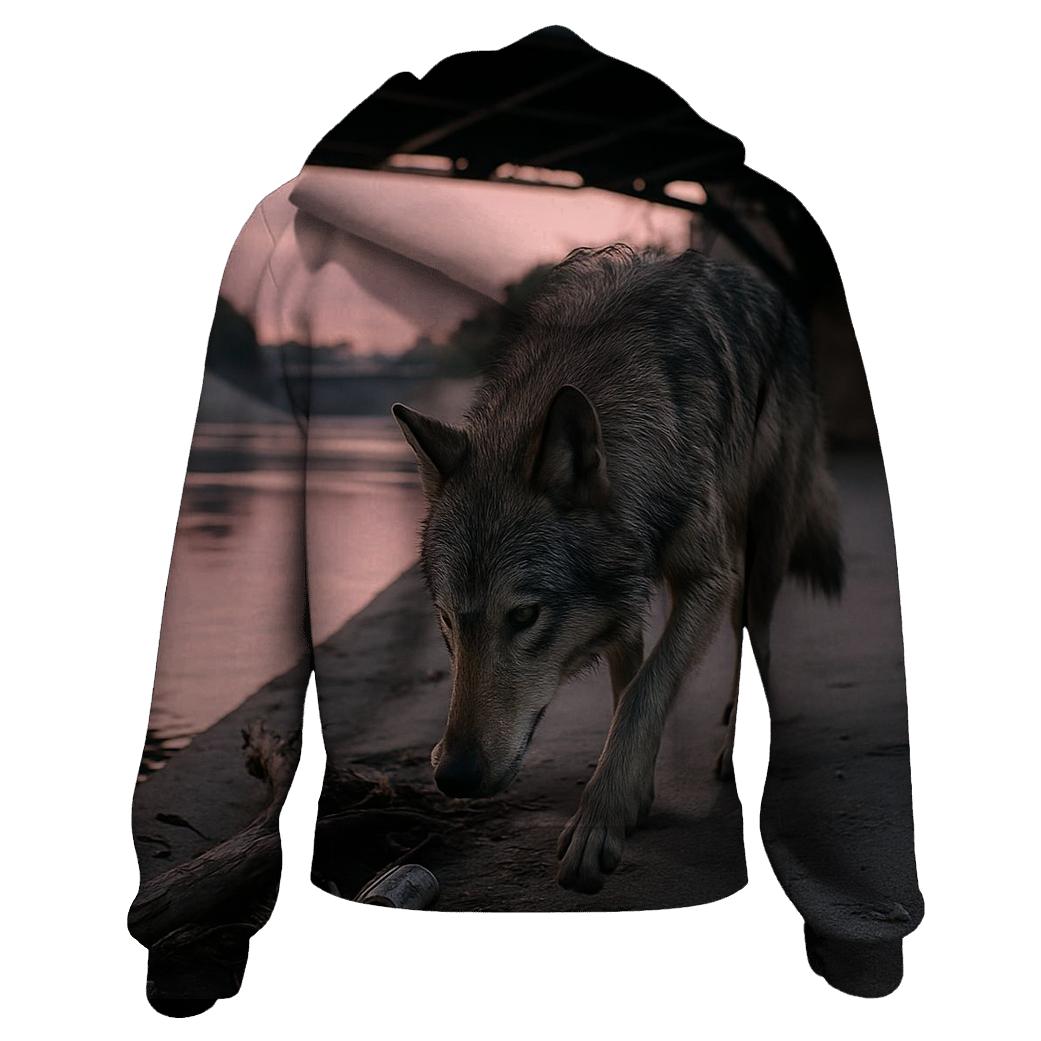 Urban River Wolf At Dawn Under Bridge hoodie trends