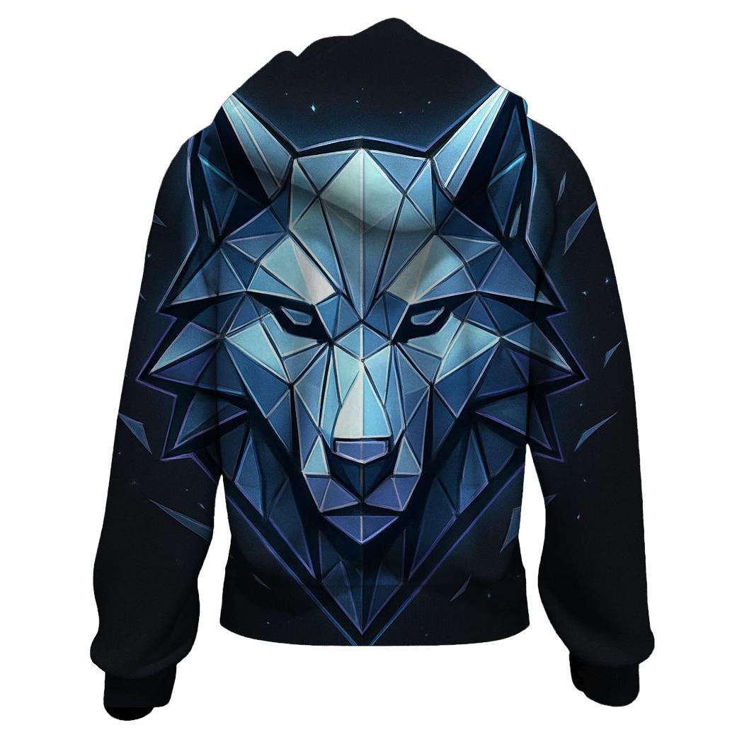Prismatic Wolf Facet Emblem zip-up hoodies