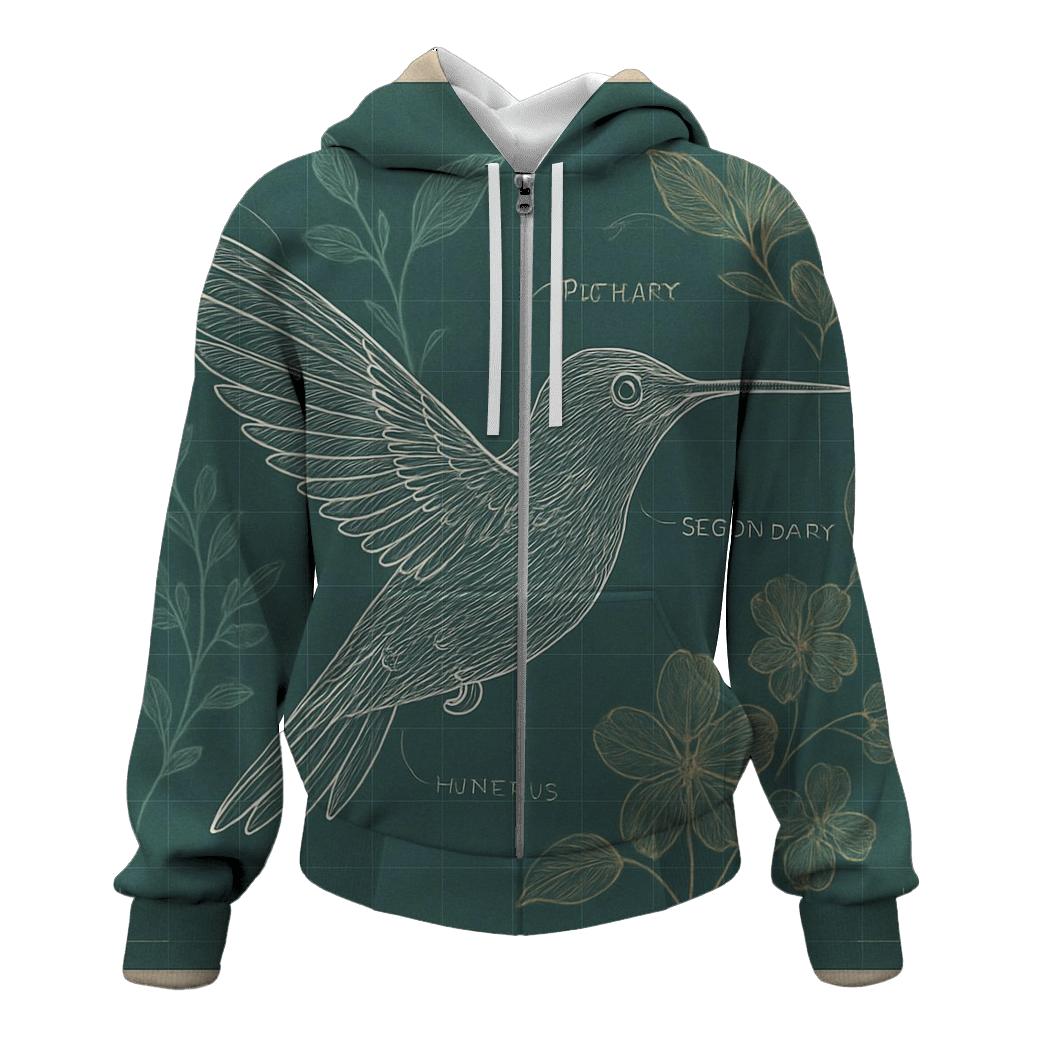 Botanical Blueprint Hummingbird hoodie designs