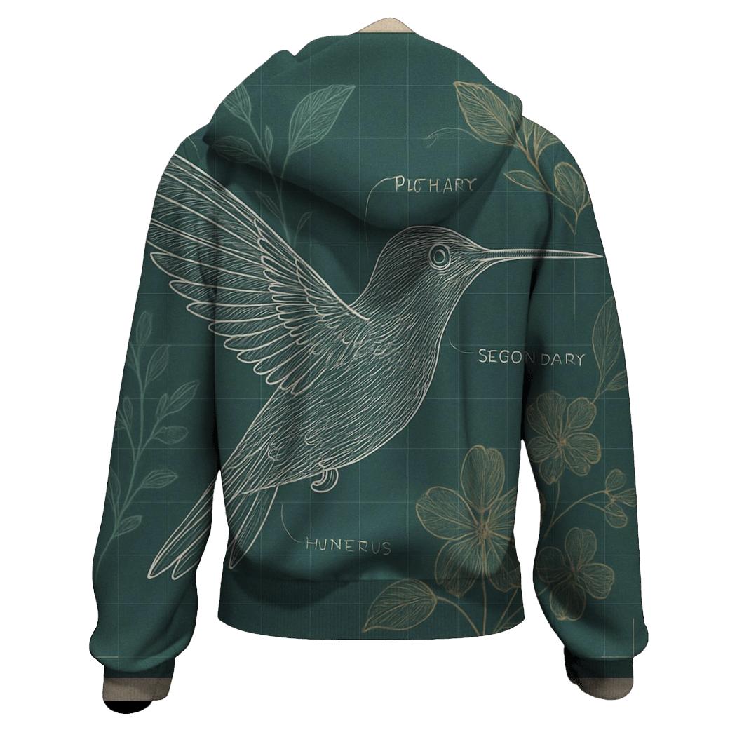 Botanical Blueprint Hummingbird hoodie designs
