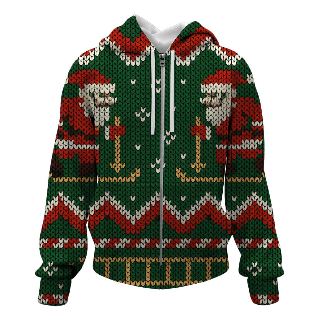 Skiing Santa Zigzag Panel Design hoodie trends