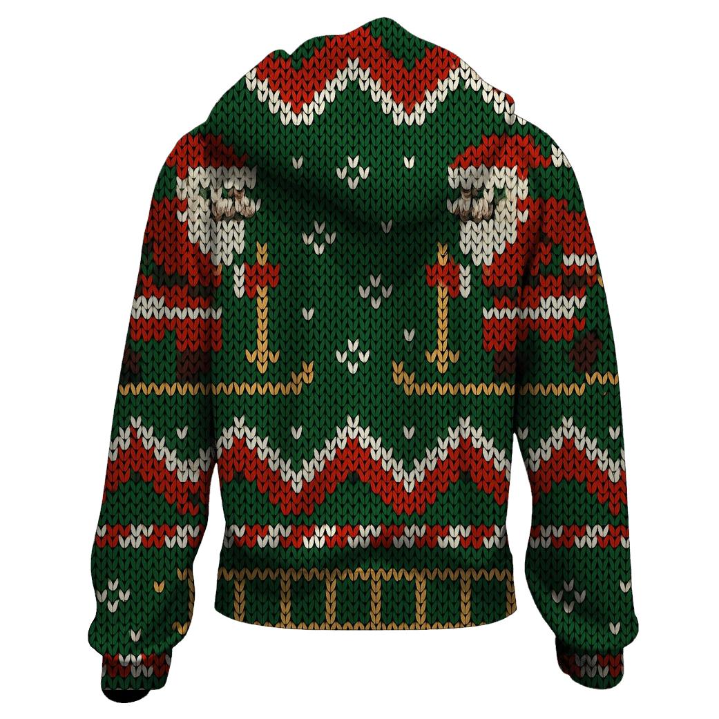 Skiing Santa Zigzag Panel Design hoodie trends