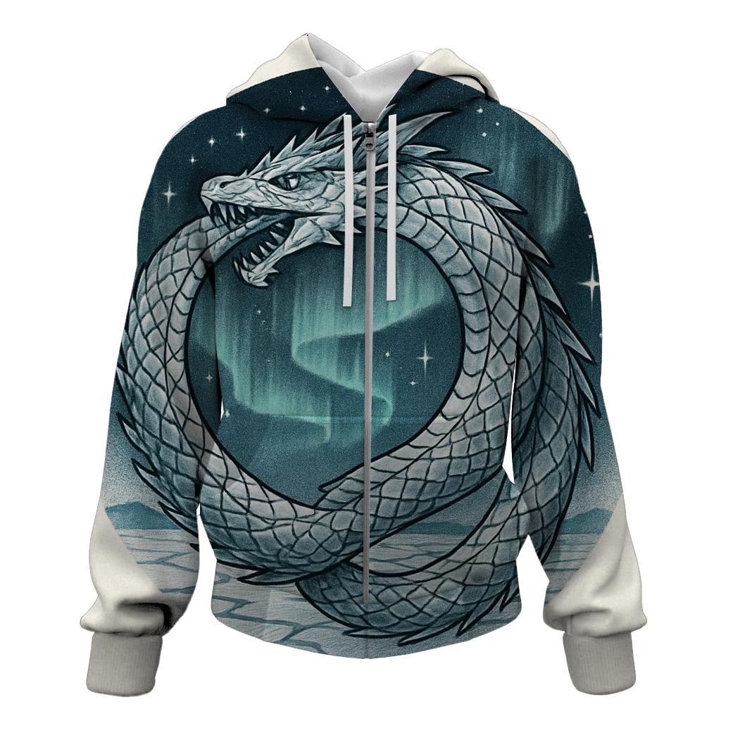 Arctic Aurora Ouroboros printed hoodies