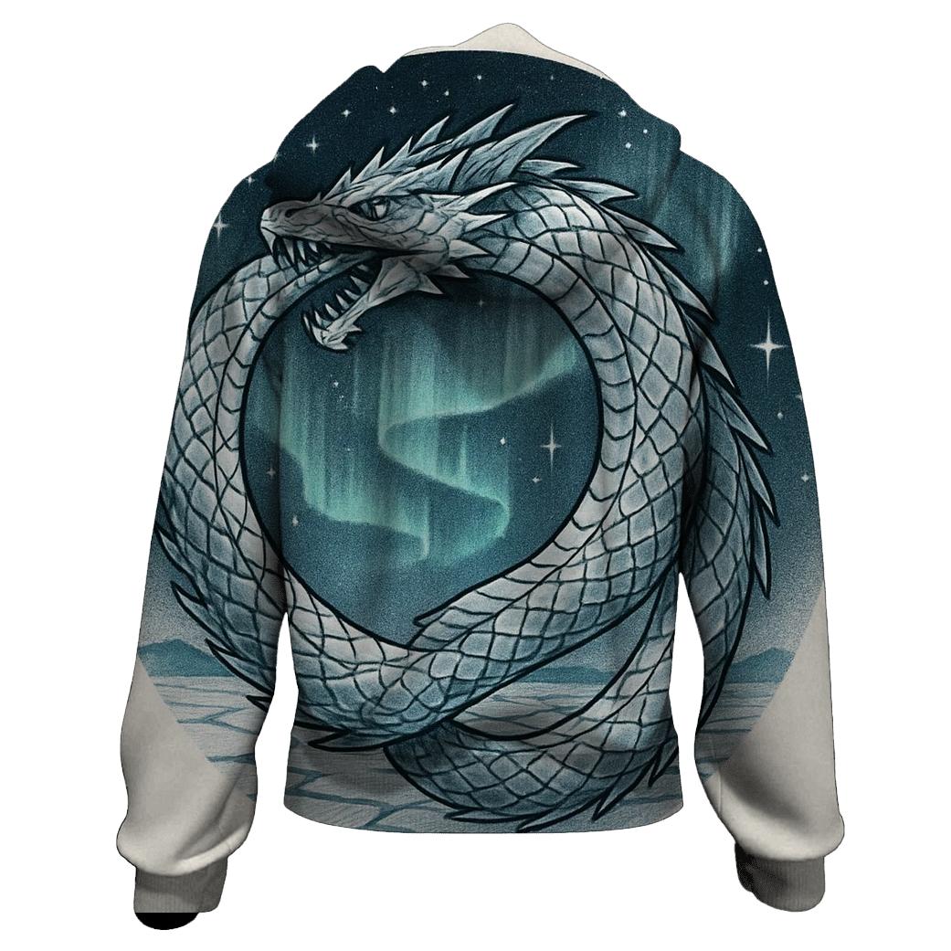 Arctic Aurora Ouroboros printed hoodies
