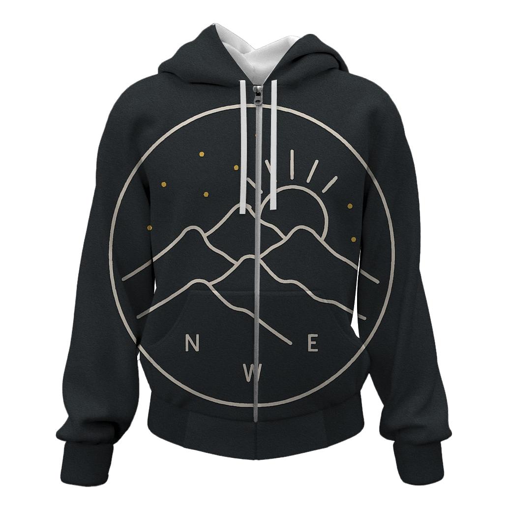 Minimal Mountain Monoline Badge heavyweight hoodies
