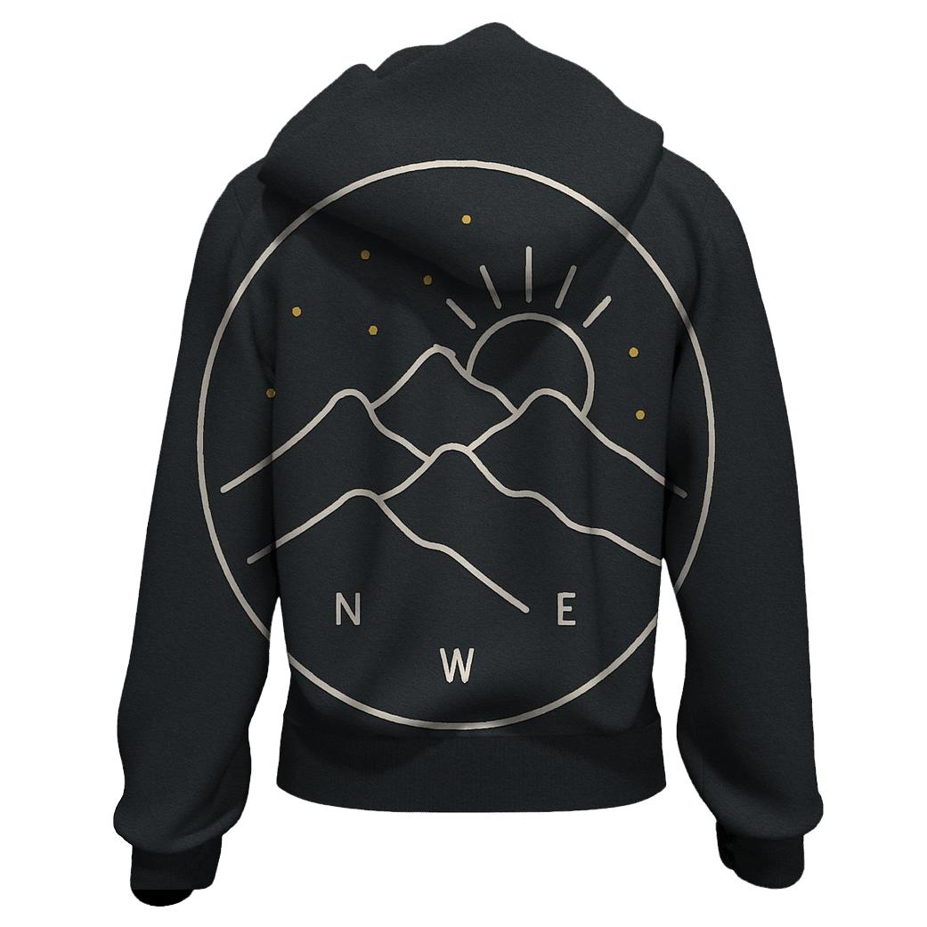 Minimal Mountain Monoline Badge heavyweight hoodies