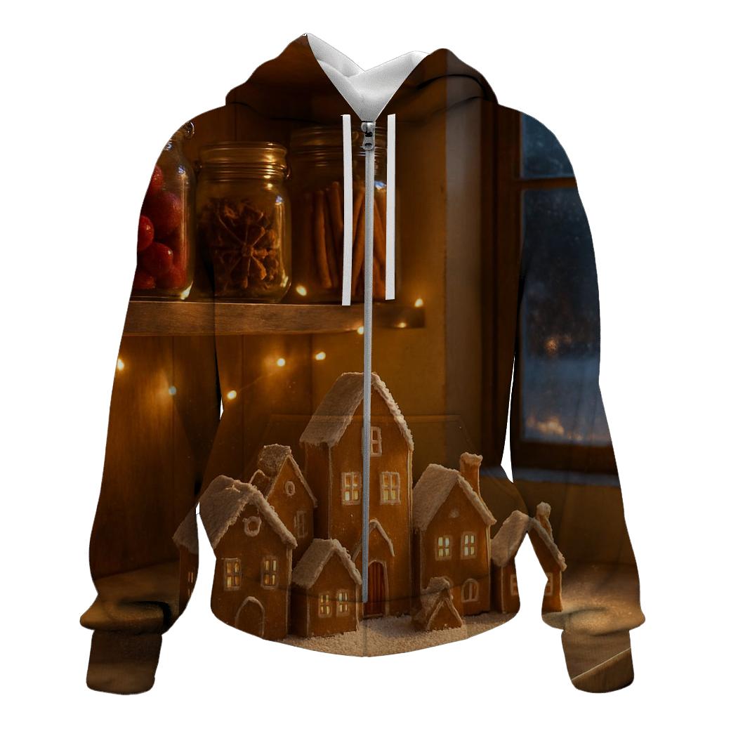 Sugarplum Pantry With Frosted Gingerbread Village lightweight hoodies