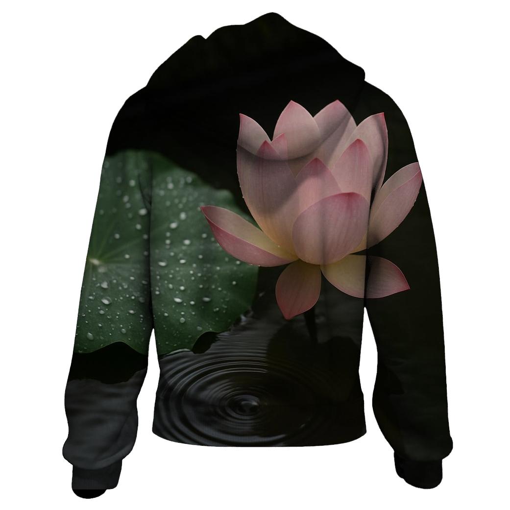 Rain Washed Lotus Bloom In Temple Pond embroidered hoodies